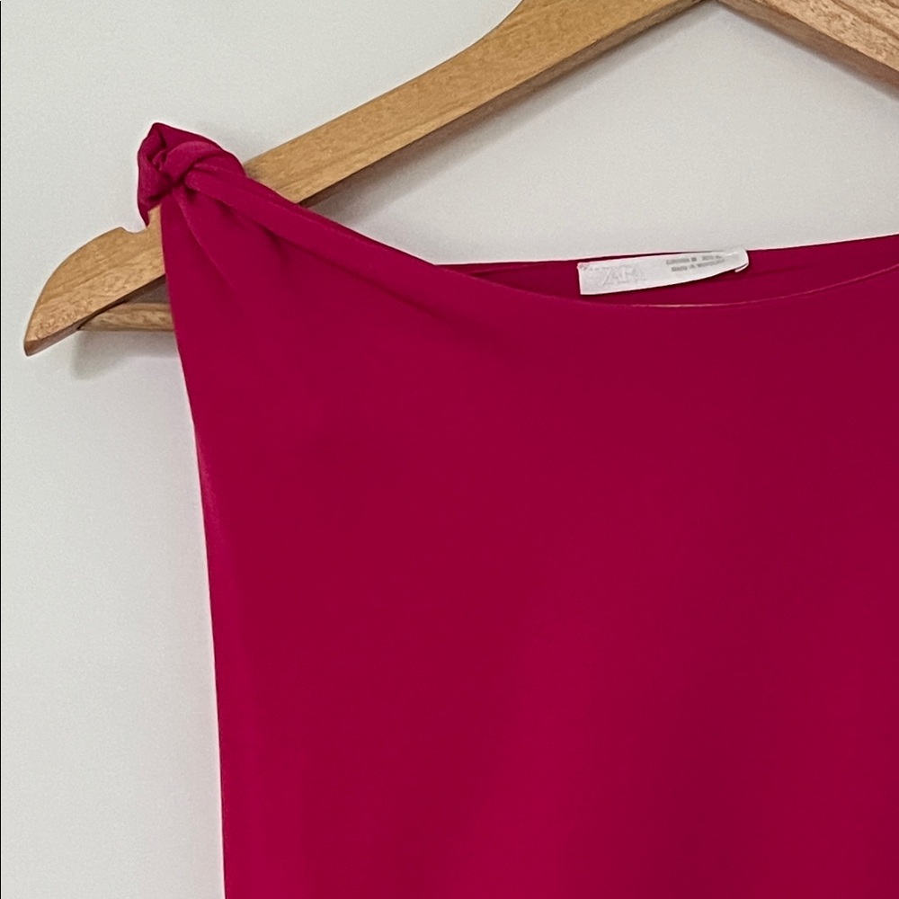 ZARA Rutched Fuchsia Dress - Picture 3 of 6